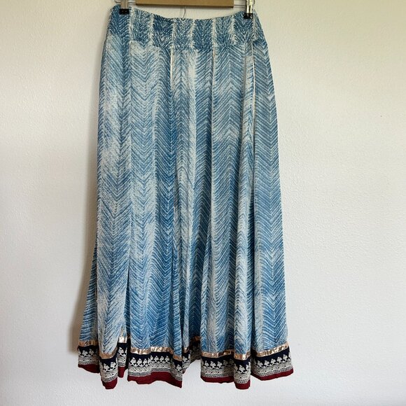 Soft Surroundings Skirt L Blue Maxi Embroidered Peasant Gypsy Festival - Picture 7 of 11